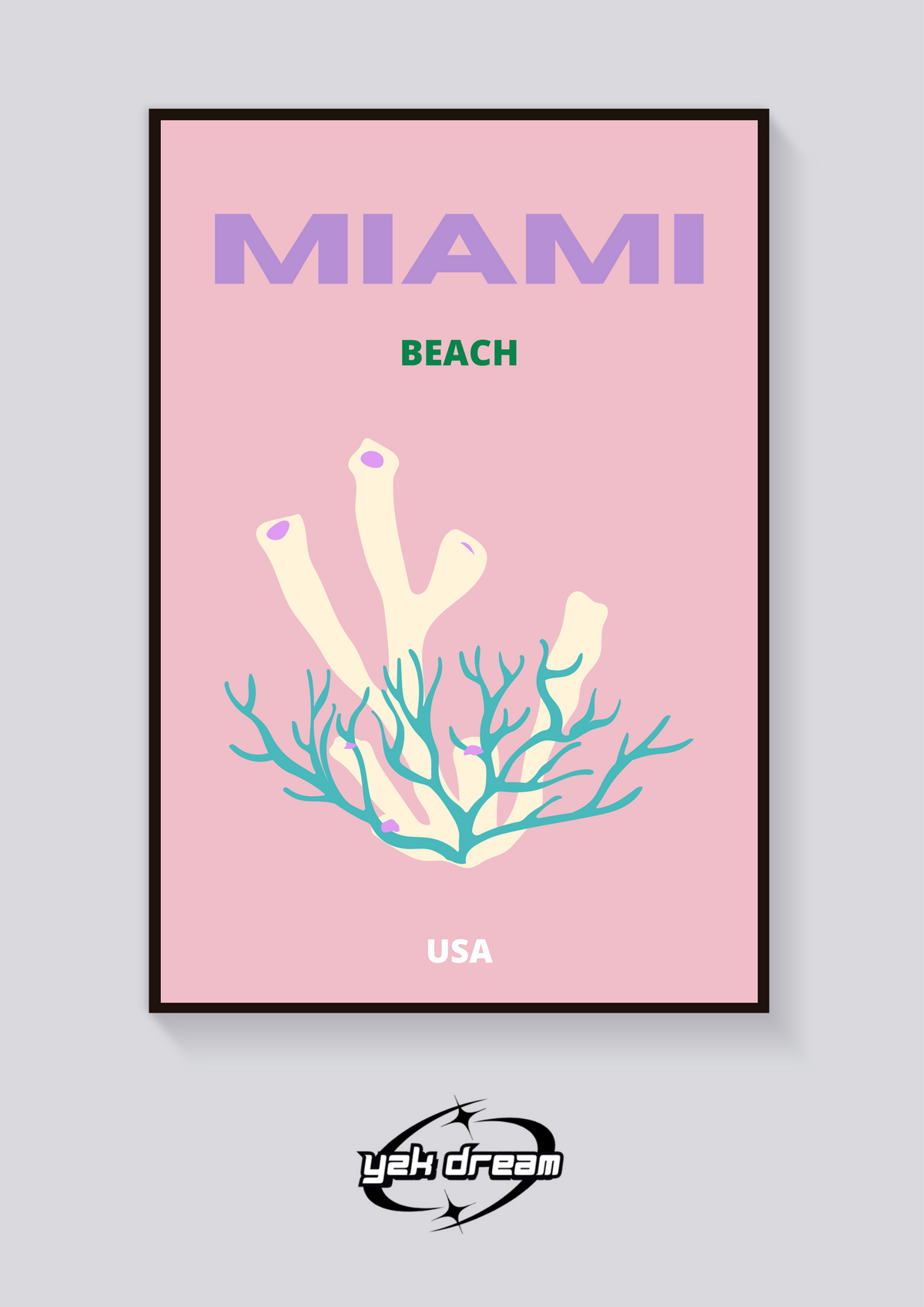Preppy Miami Beach Coral Poster — vista posteriore