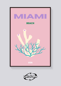 Preppy Miami Beach Coral Poster — vista posteriore
