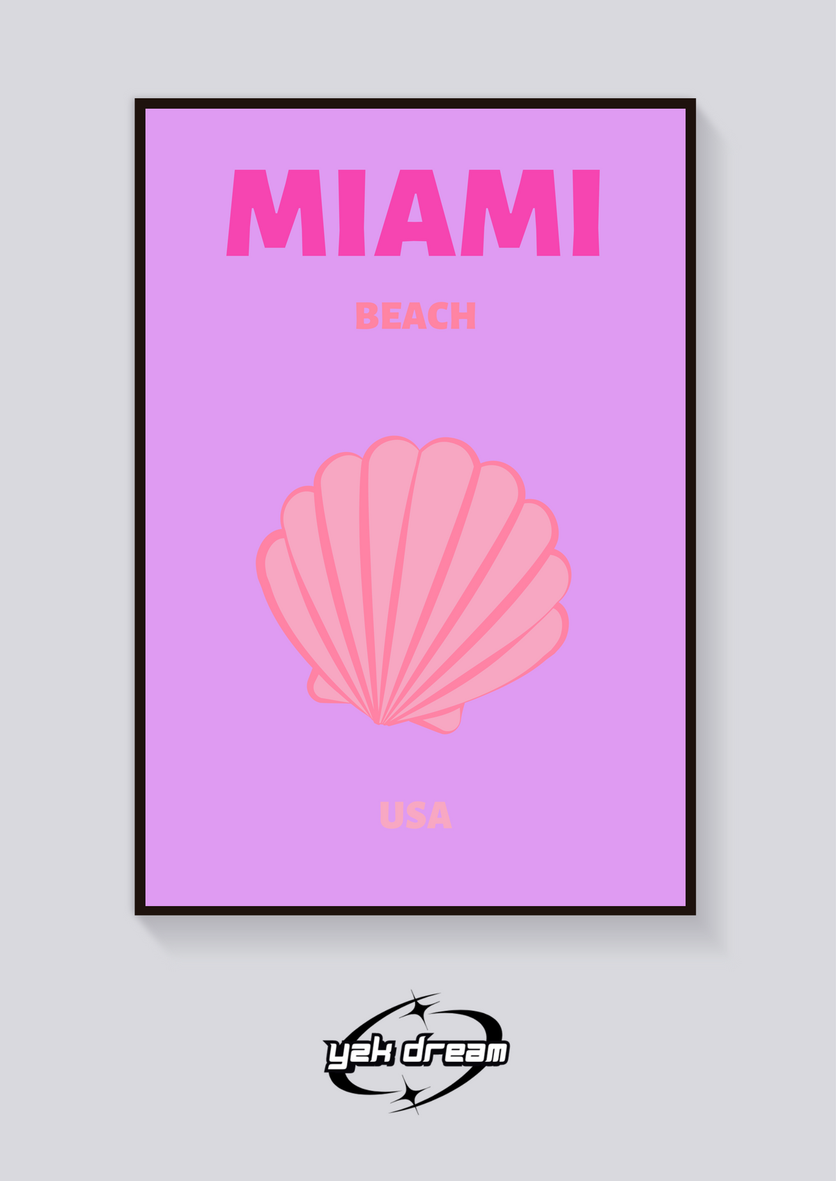Preppy Miami Beach Seashell Poster — vista posteriore