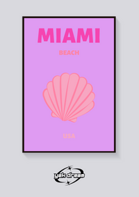 Preppy Miami Beach Seashell Poster — vista posteriore