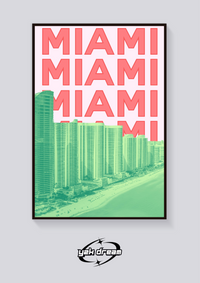 Preppy Miami Beach Skyline Poster — vista posteriore