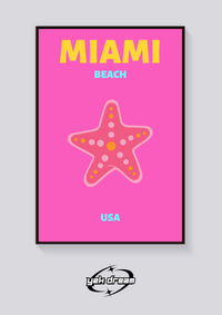 Preppy Miami Beach Starfish Poster — vista posteriore