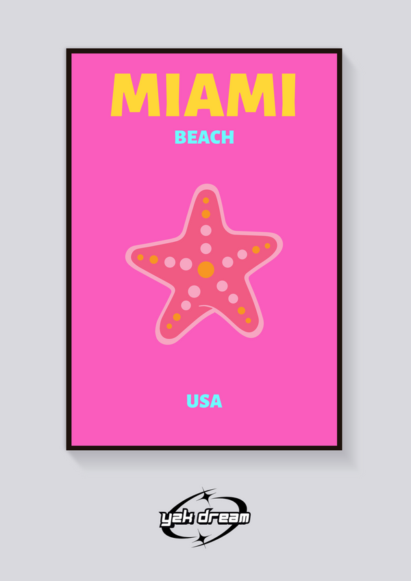 Preppy Miami Beach Starfish Poster