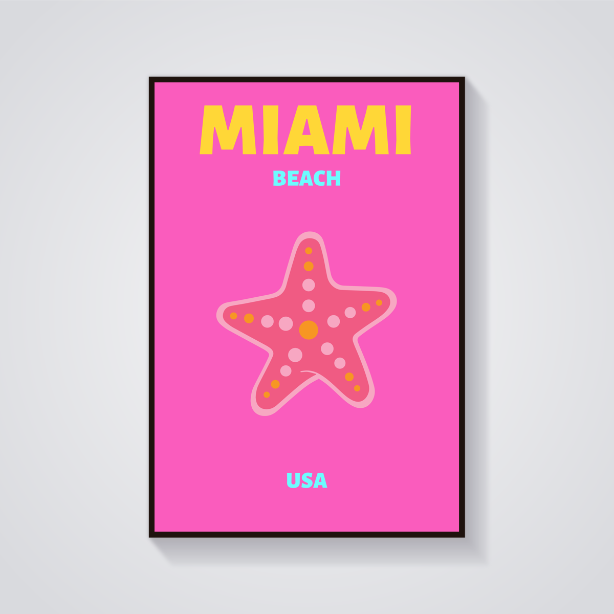 Preppy Miami Beach Starfish Poster — vista frontale