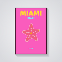 Preppy Miami Beach Starfish Poster — vista frontale