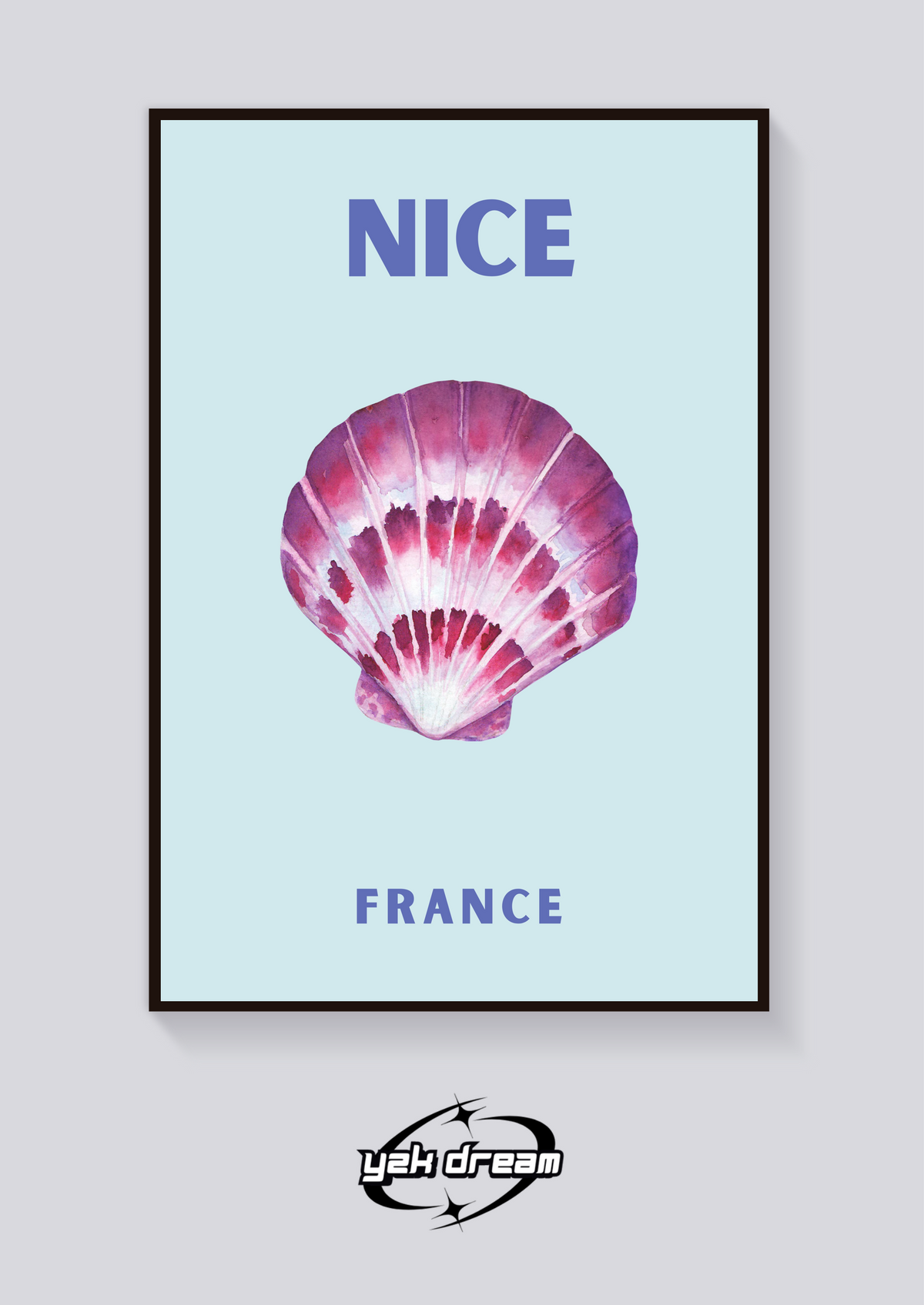 Preppy Nice France Seashell Poster — vista posteriore