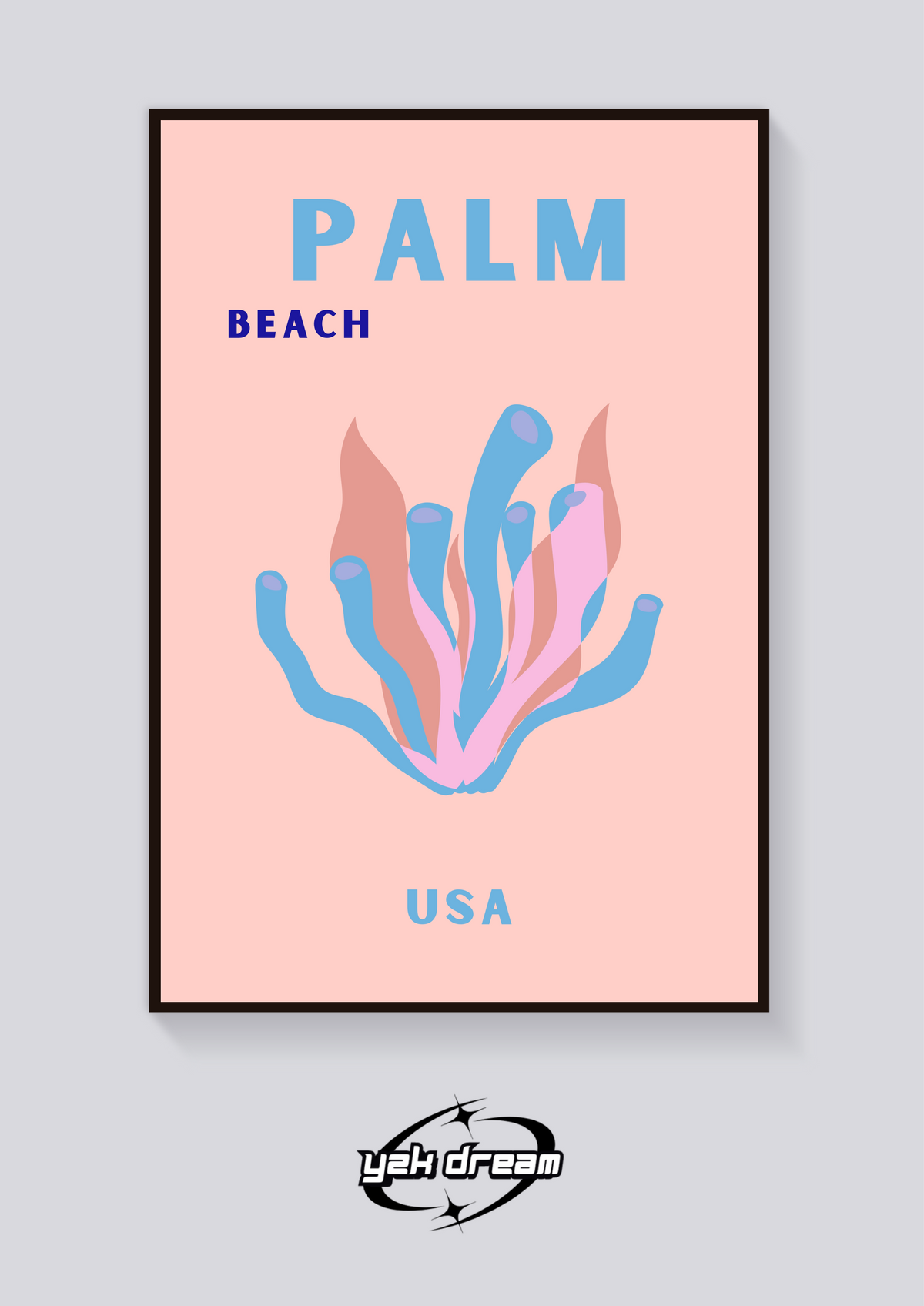 Preppy Palm Beach Coral Poster — vista posteriore