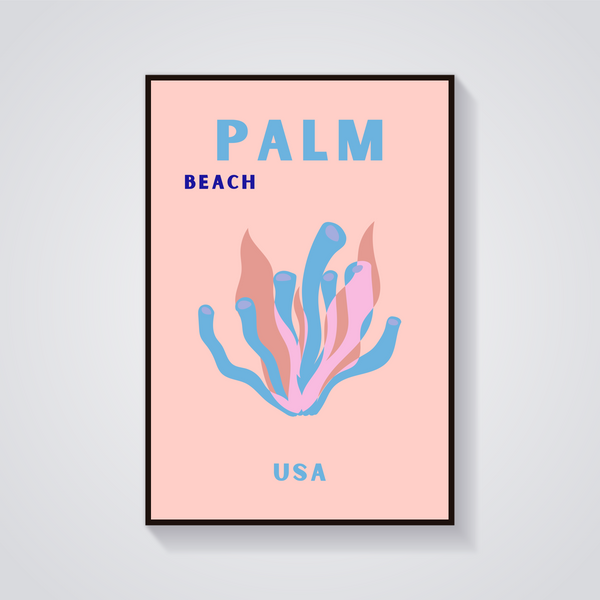 Preppy Palm Beach Coral Poster — vista frontale
