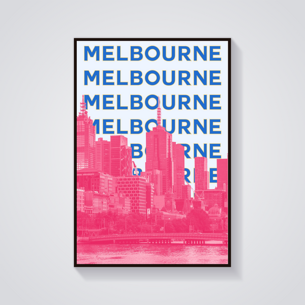 Preppy Pink Melbourne Skyline Poster — vista frontale