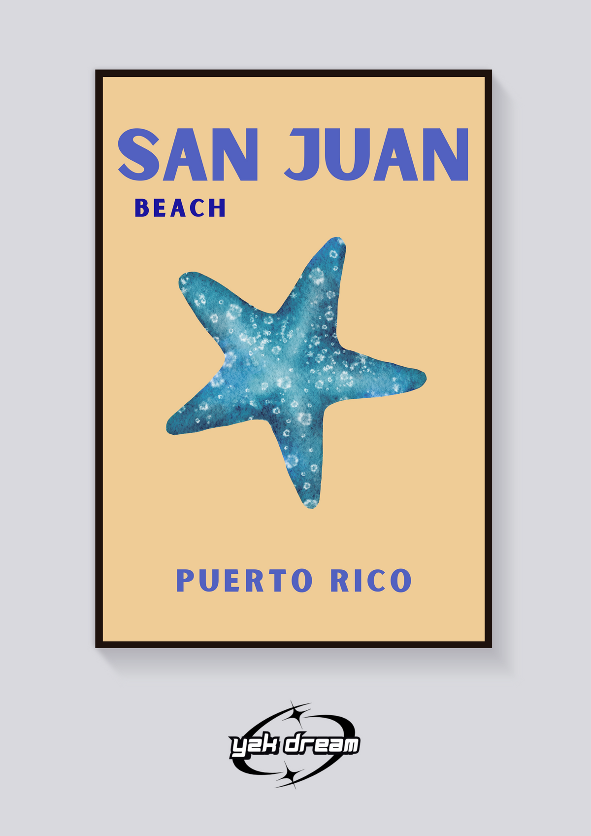 Preppy San Juan Starfish Beach Poster — vista posteriore