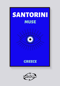 Preppy Santorini Muse Greece Poster — vista posteriore