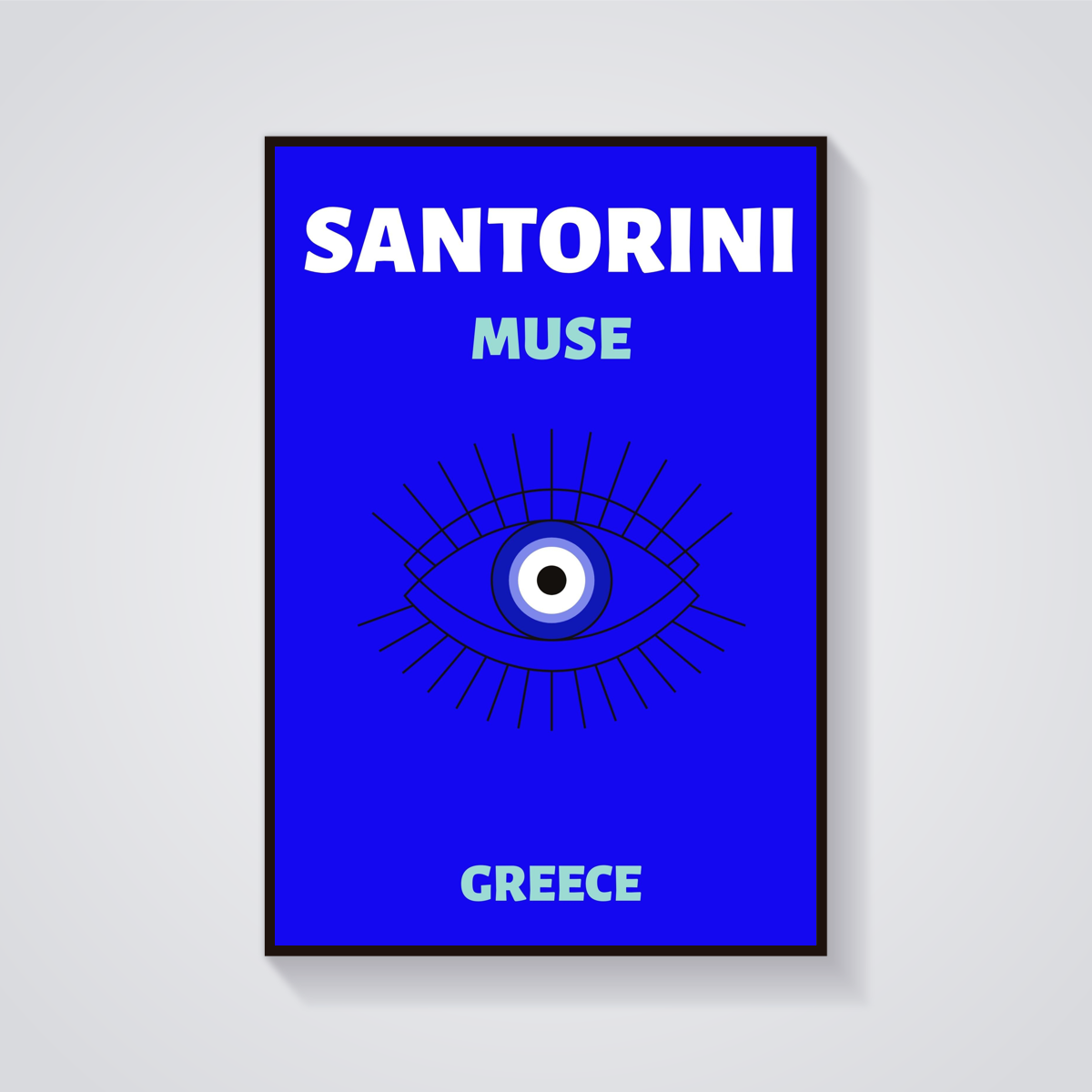 Preppy Santorini Muse Greece Poster — vista frontale