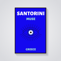 Preppy Santorini Muse Greece Poster — vista frontale