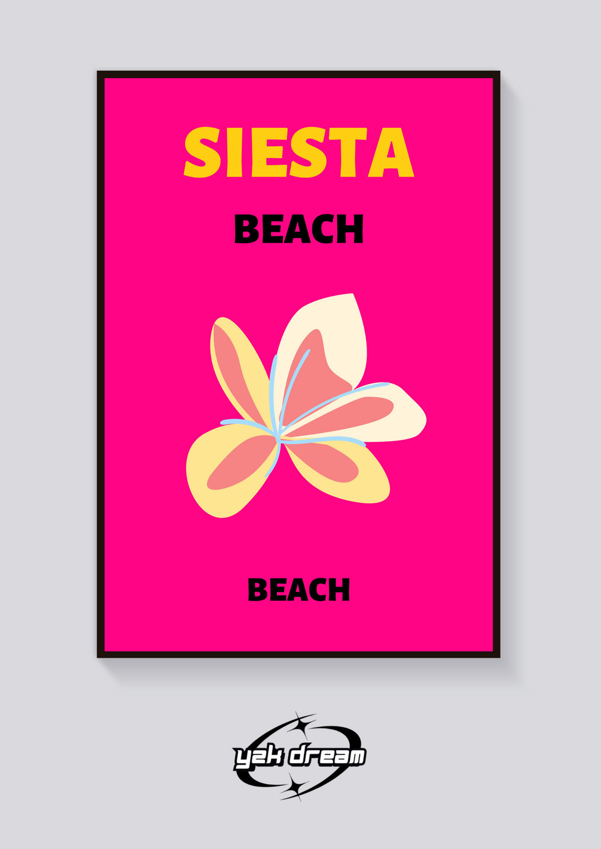 Preppy Siesta Beach Flower Poster — vista posteriore