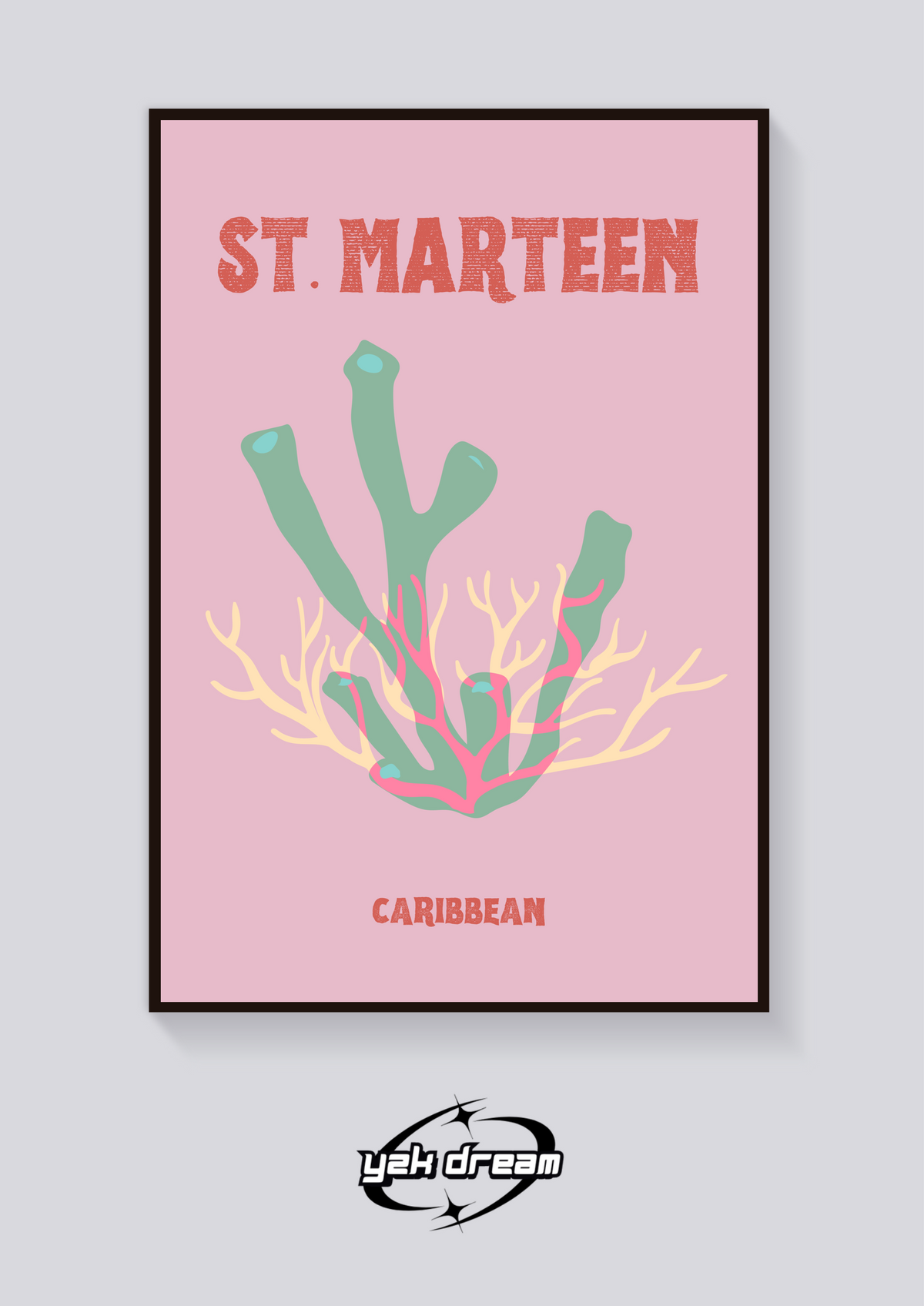 Preppy St. Marteen Coral Poster — vista posteriore