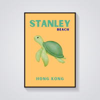Preppy Stanley Beach Turtle Poster — vista frontale