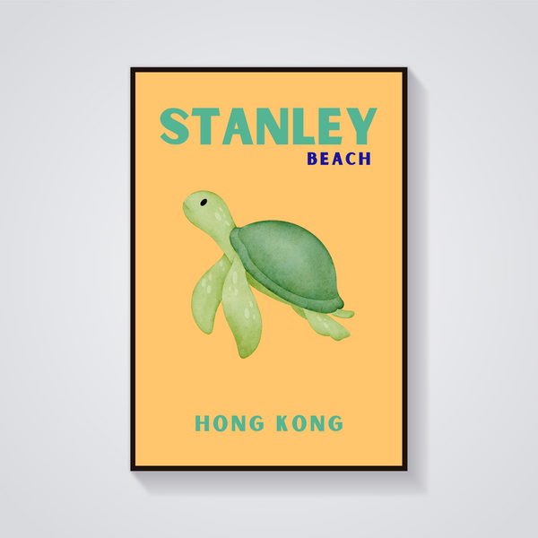 Preppy Stanley Beach Turtle Poster — vista frontale