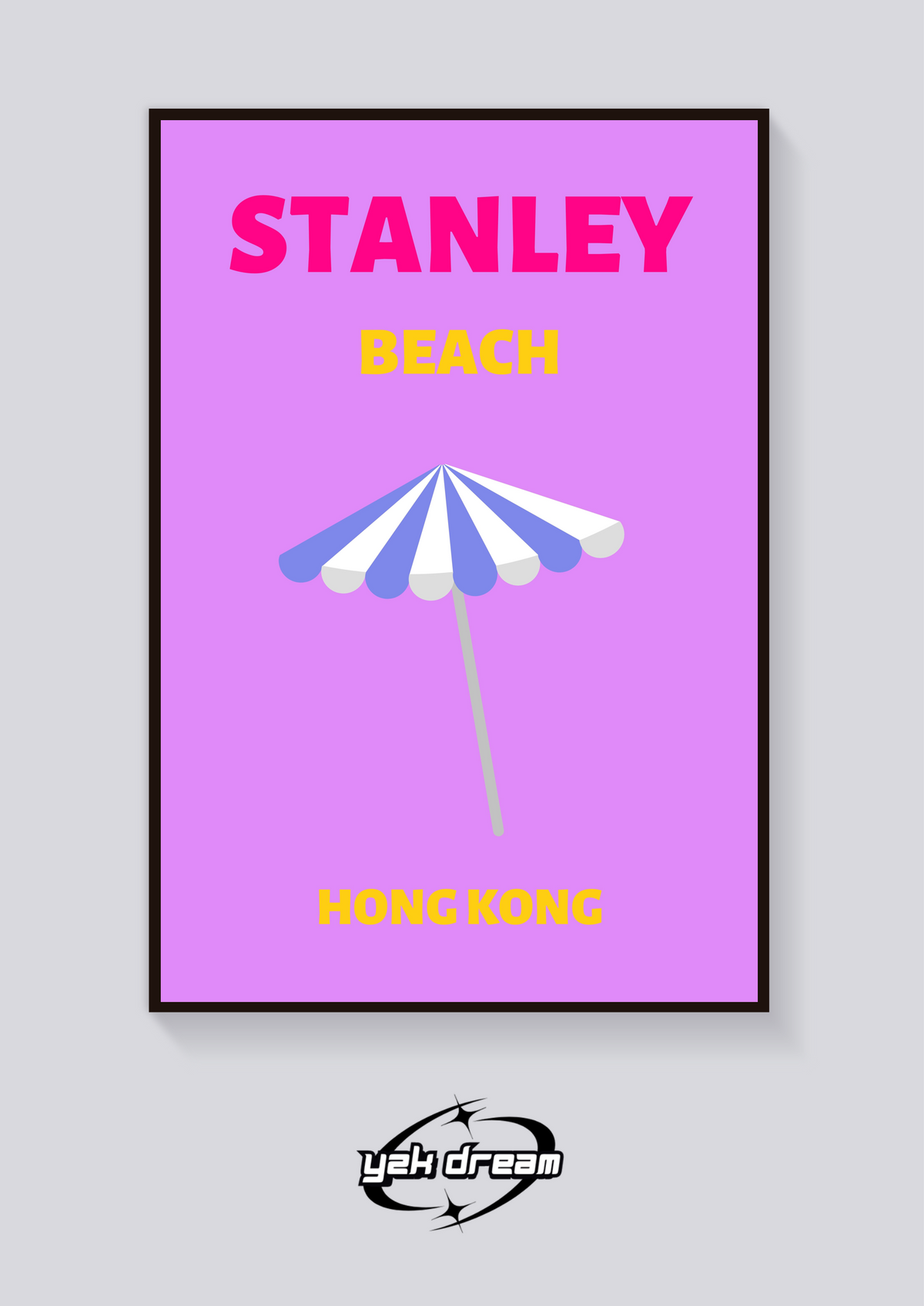 Preppy Stanley Beach Umbrella Poster — vista posteriore