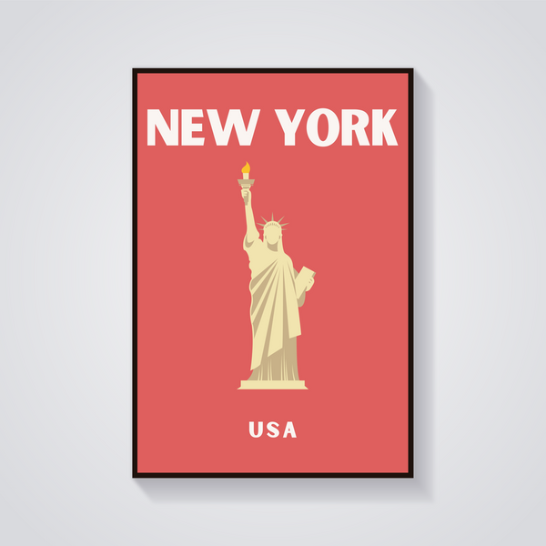 Preppy Statue of Liberty New York Poster — vista frontale