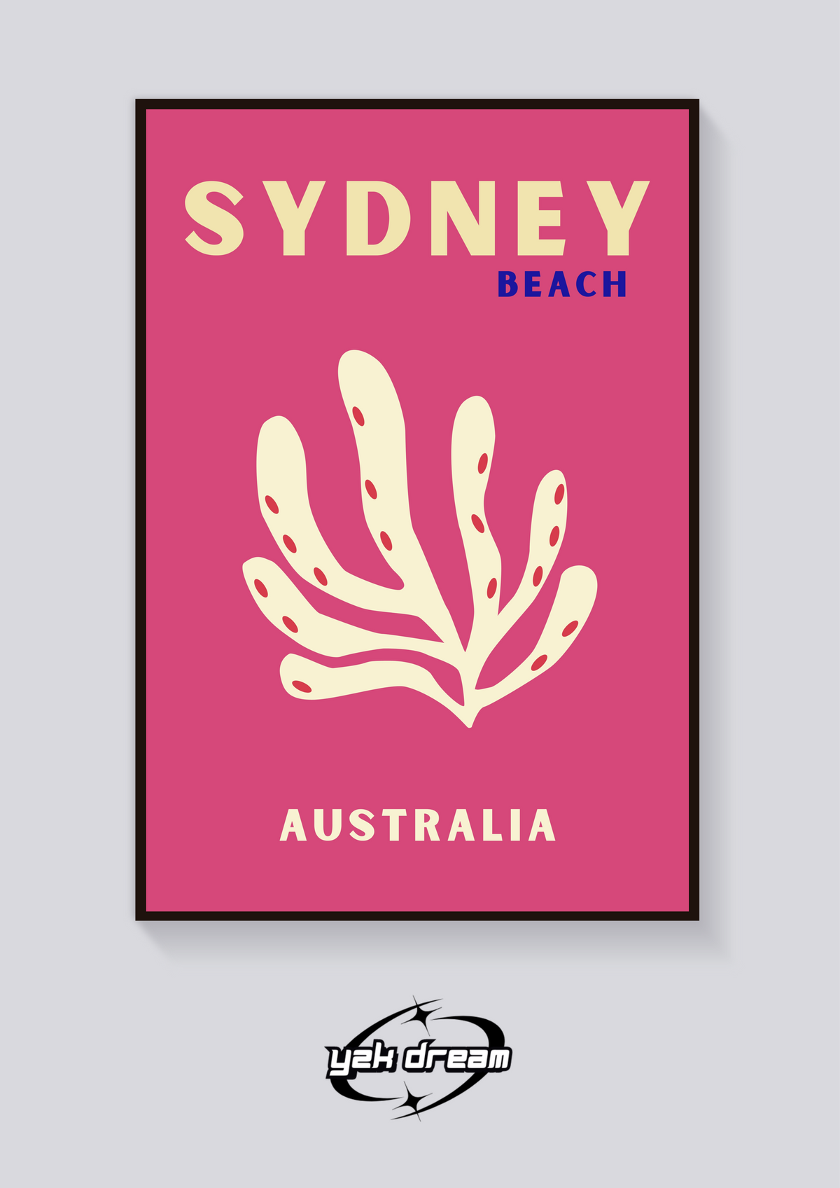 Preppy Sydney Beach Seaweed Poster — vista posteriore