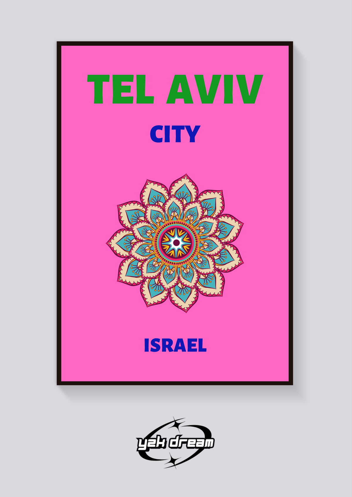 Preppy Tel Aviv Floral Poster — vista posteriore