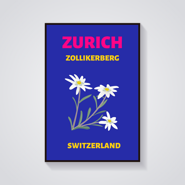 Preppy Zurich Edelweiss Poster — vista frontale