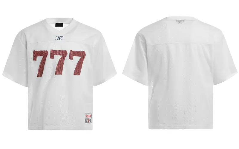 Printed Y2K "777" Mesh Jersey — dettaglio della stampa