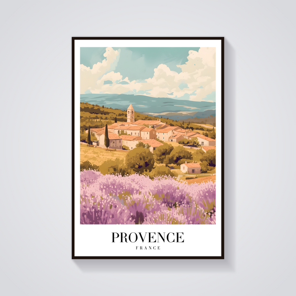 Provence Lavender Village Poster — vista frontale