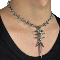 Punk Y2K Grunge Rock Spike Pendant Chain Necklace — dettaglio
