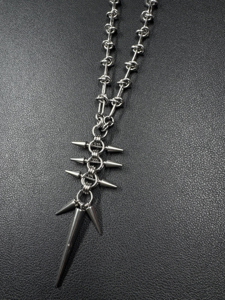 Punk Y2K Grunge Rock Spike Pendant Chain Necklace — vista laterale