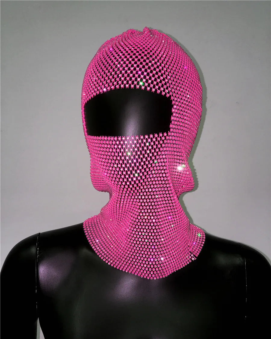 Rave Y2K Sparkly Rhinestone Diamond Balaclava Hat — in alternativa