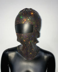 Rave Y2K Sparkly Rhinestone Diamond Balaclava Hat — dettaglio del tessuto