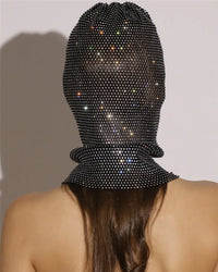 Rave Y2K Sparkly Rhinestone Diamond Balaclava Hat — vista frontale