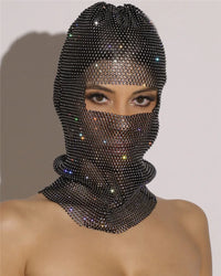 Rave Y2K Sparkly Rhinestone Diamond Balaclava Hat — vista posteriore