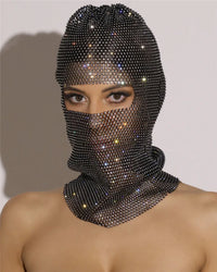 Rave Y2K Sparkly Rhinestone Diamond Balaclava Hat — dettaglio