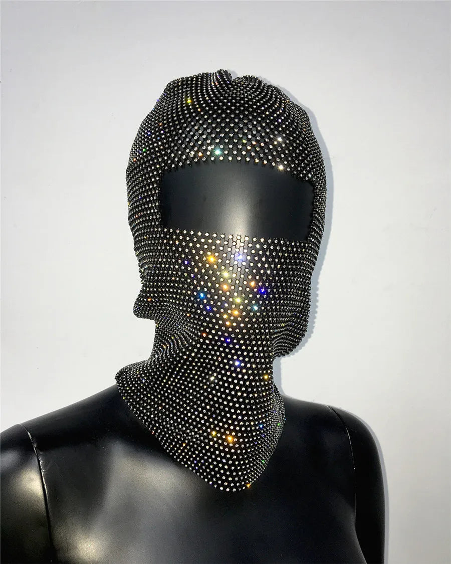 Rave Y2K Sparkly Rhinestone Diamond Balaclava Hat — dettaglio della stampa