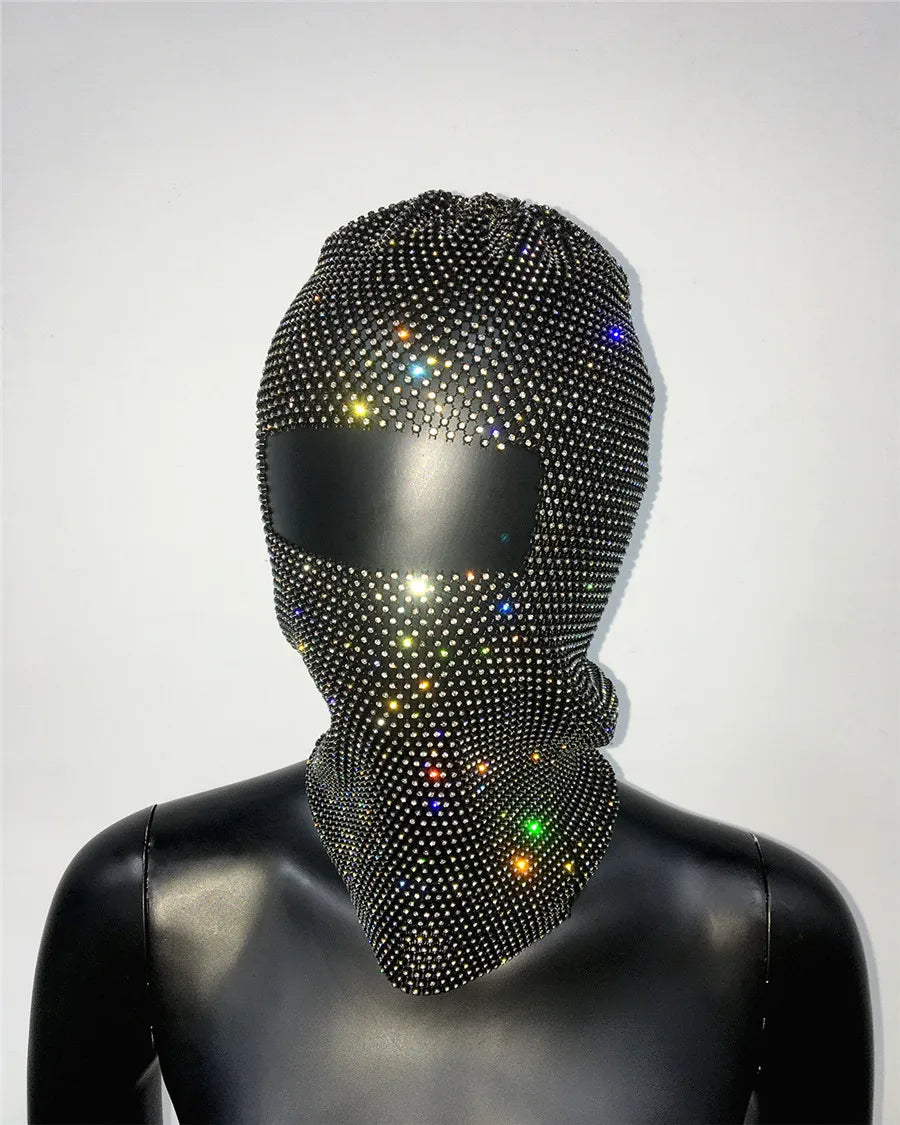 Rave Y2K Sparkly Rhinestone Diamond Balaclava Hat — vista posteriore