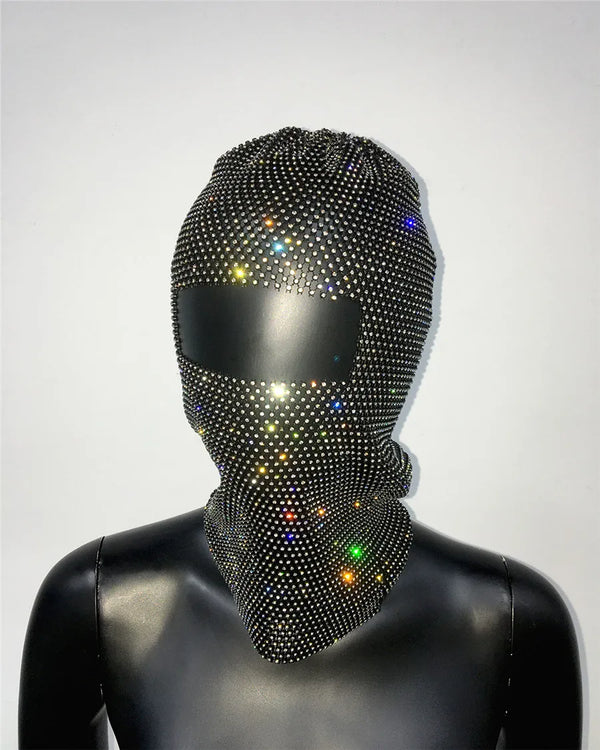 Rave Y2K Sparkly Rhinestone Diamond Balaclava Hat