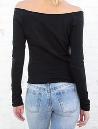 Raw Hem Y2K Slim Cropped Long Sleeve Top — vista posteriore