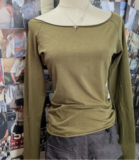 Raw Hem Y2K Slim Cropped Long Sleeve Top — vista completa