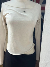 Raw Hem Y2K Slim Cropped Long Sleeve Top — vista frontale