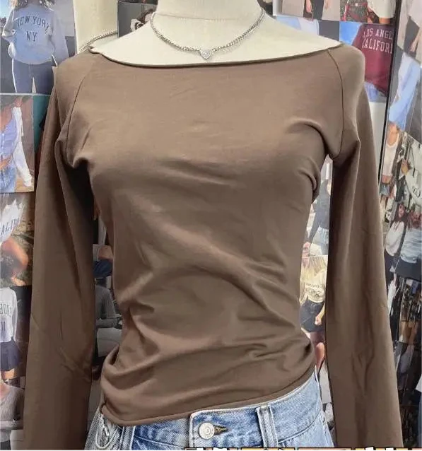 Raw Hem Y2K Slim Cropped Long Sleeve Top — dettaglio del tessuto