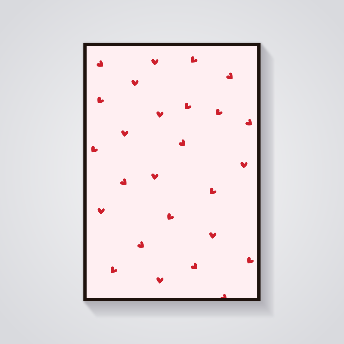 Red Hearts Pattern Poster — vista frontale