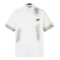 Retro American Embroidered Short Sleeve Work Shirt — vista frontale