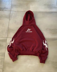 Retro Y2K Flame Print Graphic Hoodie — vista frontale