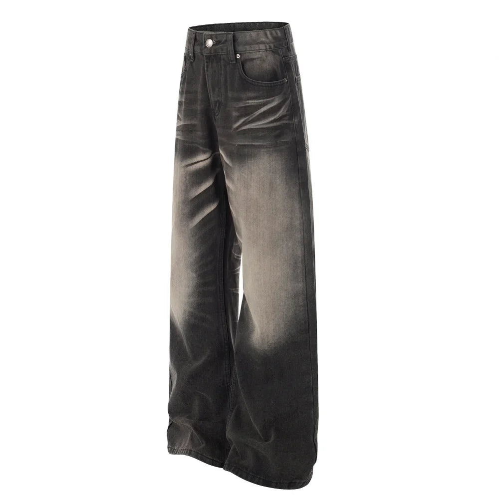 Retro Y2K Gradient Dyed Baggy Denim Jeans — dettaglio