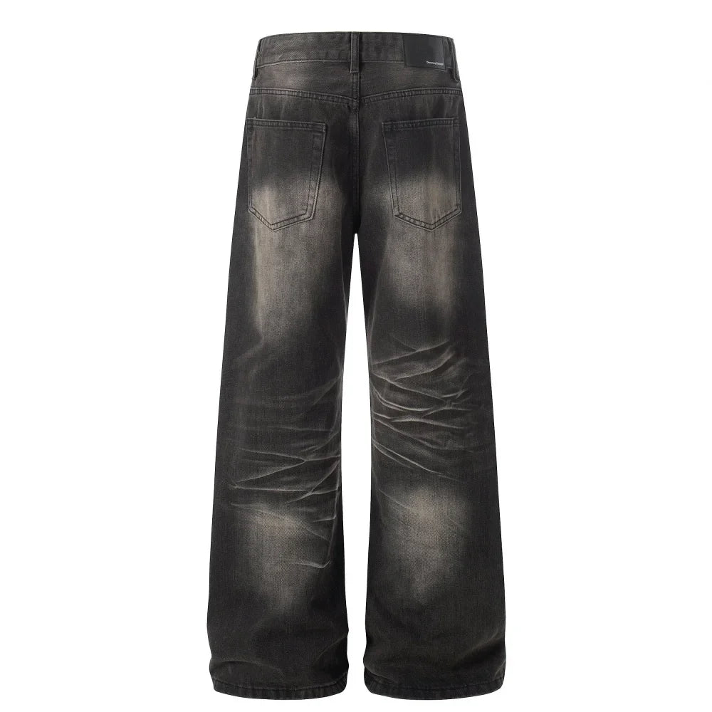 Retro Y2K Gradient Dyed Baggy Denim Jeans — dettaglio della stampa
