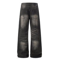 Retro Y2K Gradient Dyed Baggy Denim Jeans — dettaglio della stampa