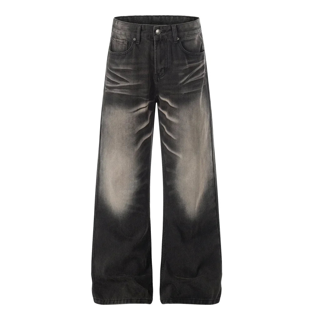 Retro Y2K Gradient Dyed Baggy Denim Jeans — vista frontale