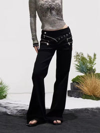 Retro Y2K High Waist Micro Flare Jeans — vista laterale